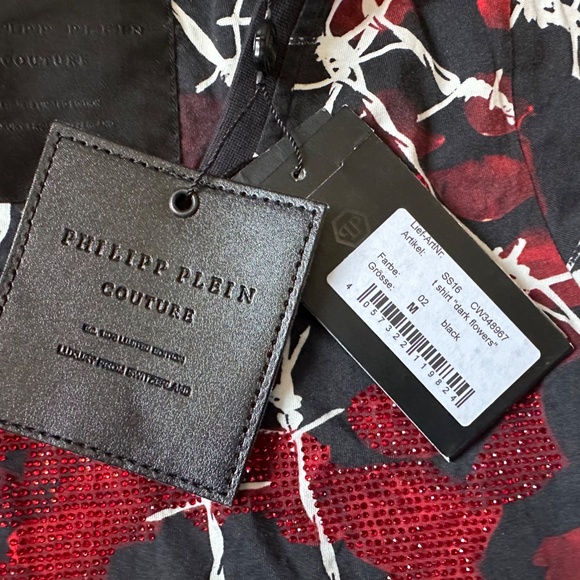 Philipp Plein Dark Flowers Rhinestone Skull Couture Shirt, Medium - Picture 4 of 4